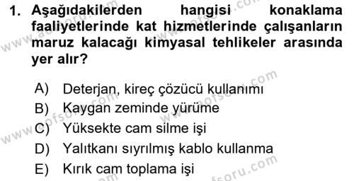 Sektörel İş Sağlığı ve Güvenliği Dersi 2023 - 2024 Yılı (Final) Dönem Sonu Sınavı 1. Soru