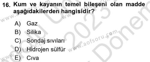 Sektörel İş Sağlığı ve Güvenliği Dersi 2023 - 2024 Yılı (Final) Dönem Sonu Sınavı 16. Soru