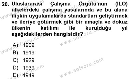 İş Sağlığı ve Güvenliği Donanımları ve Ölçme Teknikleri Dersi 2021 - 2022 Yılı (Final) Dönem Sonu Sınavı 20. Soru