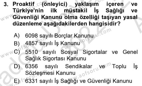 İş Sağlığı ve Güvenliği Donanımları ve Ölçme Teknikleri Dersi 2022 - 2023 Yılı (Vize) Ara Sınavı 3. Soru