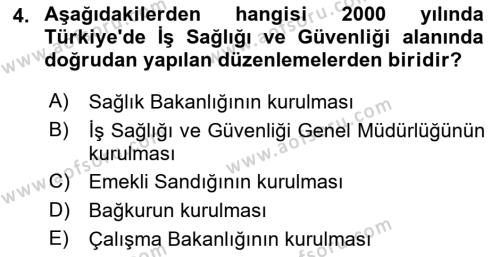 İş Sağlığı ve Güvenliği Donanımları ve Ölçme Teknikleri Dersi 2022 - 2023 Yılı (Vize) Ara Sınavı 4. Soru