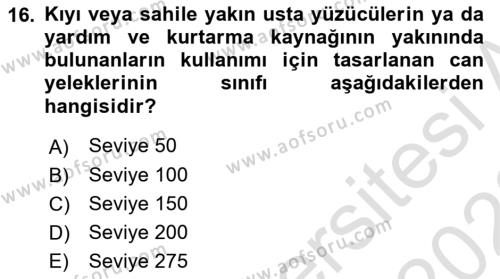 İş Sağlığı ve Güvenliği Donanımları ve Ölçme Teknikleri Dersi 2022 - 2023 Yılı (Final) Dönem Sonu Sınavı 16. Soru