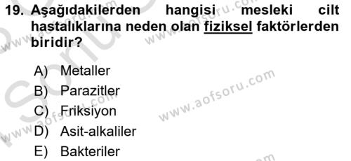 İş Sağlığı ve Güvenliği Donanımları ve Ölçme Teknikleri Dersi 2022 - 2023 Yılı (Final) Dönem Sonu Sınavı 19. Soru