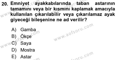 İş Sağlığı ve Güvenliği Donanımları ve Ölçme Teknikleri Dersi 2022 - 2023 Yılı (Final) Dönem Sonu Sınavı 20. Soru