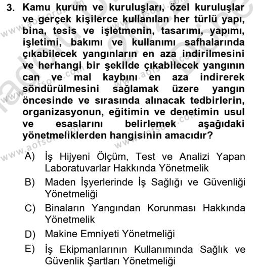 İş Sağlığı ve Güvenliği Donanımları ve Ölçme Teknikleri Dersi 2022 - 2023 Yılı (Final) Dönem Sonu Sınavı 3. Soru