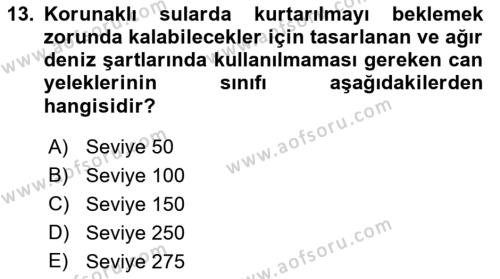 İş Sağlığı ve Güvenliği Donanımları ve Ölçme Teknikleri Dersi 2022 - 2023 Yılı Yaz Okulu Sınavı 13. Soru