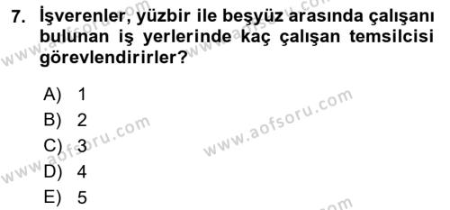 İş Sağlığı ve Güvenliği Donanımları ve Ölçme Teknikleri Dersi 2023 - 2024 Yılı (Vize) Ara Sınavı 7. Soru