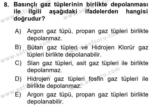 Maden, Metal ve İnşaat Sektörlerinde İş Sağlığı ve Güvenliği Dersi 2021 - 2022 Yılı Yaz Okulu Sınavı 8. Soru