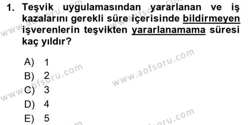 Maden, Metal ve İnşaat Sektörlerinde İş Sağlığı ve Güvenliği Dersi 2023 - 2024 Yılı (Final) Dönem Sonu Sınavı 1. Soru