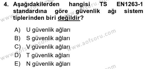 Maden, Metal ve İnşaat Sektörlerinde İş Sağlığı ve Güvenliği Dersi 2023 - 2024 Yılı (Final) Dönem Sonu Sınavı 4. Soru