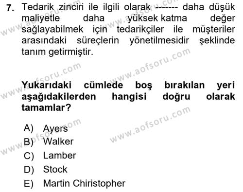 Tehlikeli Madde Taşımacılığı ve Güvenliği Dersi 2021 - 2022 Yılı (Vize) Ara Sınavı 7. Soru