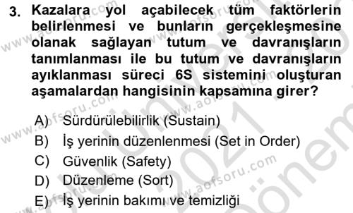 Tehlikeli Madde Taşımacılığı ve Güvenliği Dersi 2021 - 2022 Yılı (Final) Dönem Sonu Sınavı 3. Soru