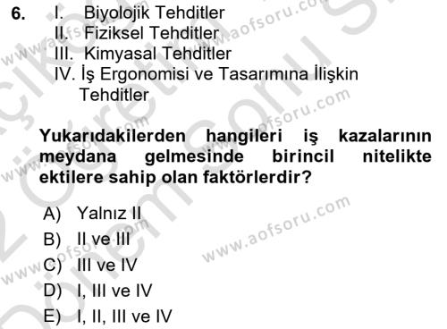 Tehlikeli Madde Taşımacılığı ve Güvenliği Dersi 2021 - 2022 Yılı (Final) Dönem Sonu Sınavı 6. Soru