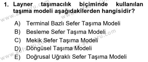 Tehlikeli Madde Taşımacılığı ve Güvenliği Dersi 2022 - 2023 Yılı (Final) Dönem Sonu Sınavı 1. Soru