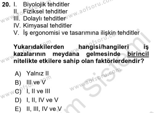 Tehlikeli Madde Taşımacılığı ve Güvenliği Dersi 2022 - 2023 Yılı (Final) Dönem Sonu Sınavı 20. Soru