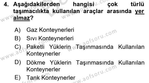 Tehlikeli Madde Taşımacılığı ve Güvenliği Dersi 2022 - 2023 Yılı (Final) Dönem Sonu Sınavı 4. Soru