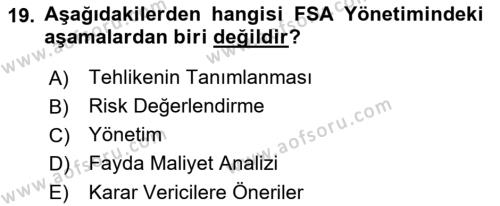 Tehlikeli Madde Taşımacılığı ve Güvenliği Dersi 2022 - 2023 Yılı Yaz Okulu Sınavı 19. Soru