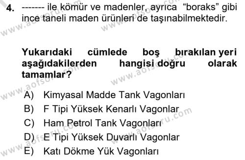 Tehlikeli Madde Taşımacılığı ve Güvenliği Dersi 2022 - 2023 Yılı Yaz Okulu Sınavı 4. Soru