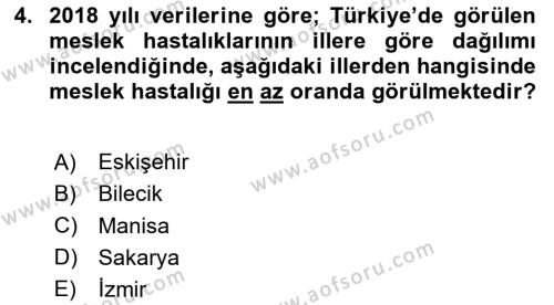 İş Sağlığı Yönetimi Dersi 2020 - 2021 Yılı Yaz Okulu Sınavı 4. Soru