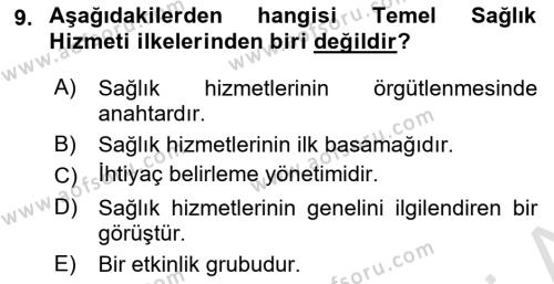 İş Sağlığı Yönetimi Dersi 2021 - 2022 Yılı (Vize) Ara Sınavı 9. Soru