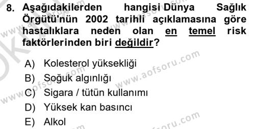 İş Sağlığı Yönetimi Dersi 2021 - 2022 Yılı Yaz Okulu Sınavı 8. Soru