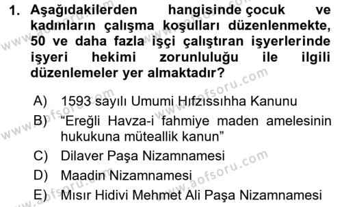 İş Sağlığı Yönetimi Dersi 2022 - 2023 Yılı Yaz Okulu Sınavı 1. Soru