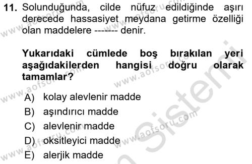 İş Sağlığı Yönetimi Dersi 2022 - 2023 Yılı Yaz Okulu Sınavı 11. Soru