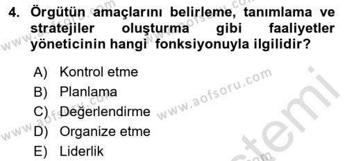 İş Yaşaminda Risk Etmenleri Ve Yönetimsel Faktörler Dersi 2020 - 2021 Yılı Yaz Okulu Sınavı 4. Soru