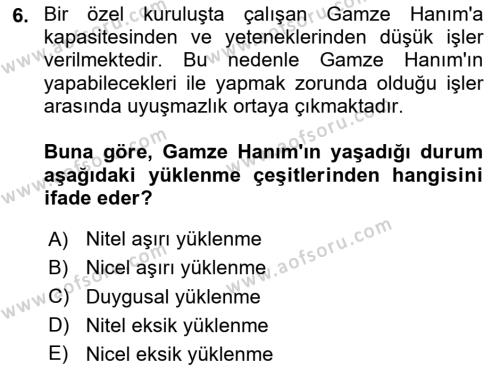 İş Yaşaminda Risk Etmenleri Ve Yönetimsel Faktörler Dersi 2020 - 2021 Yılı Yaz Okulu Sınavı 6. Soru