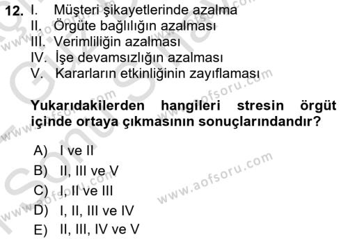 İş Yaşaminda Risk Etmenleri Ve Yönetimsel Faktörler Dersi 2021 - 2022 Yılı (Final) Dönem Sonu Sınavı 12. Soru