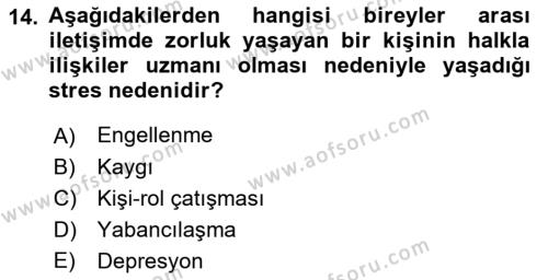 İş Yaşaminda Risk Etmenleri Ve Yönetimsel Faktörler Dersi 2021 - 2022 Yılı (Final) Dönem Sonu Sınavı 14. Soru