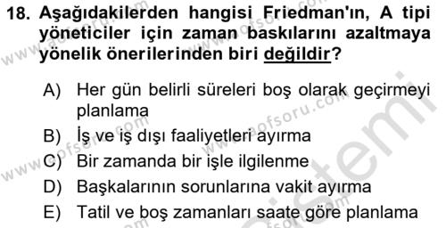 İş Yaşaminda Risk Etmenleri Ve Yönetimsel Faktörler Dersi 2021 - 2022 Yılı (Final) Dönem Sonu Sınavı 18. Soru