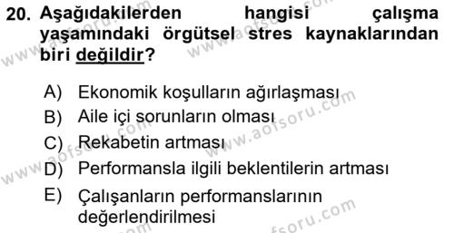 İş Yaşaminda Risk Etmenleri Ve Yönetimsel Faktörler Dersi 2021 - 2022 Yılı (Final) Dönem Sonu Sınavı 20. Soru