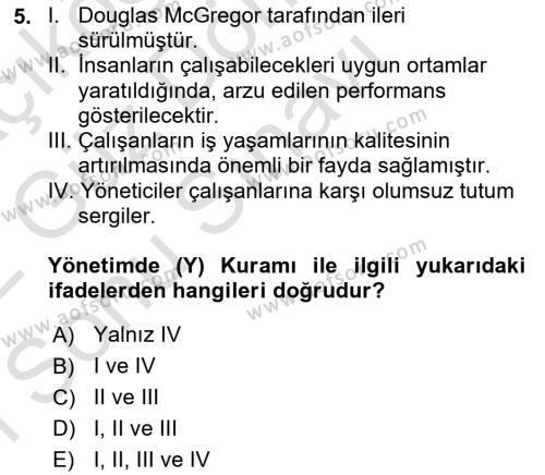 İş Yaşaminda Risk Etmenleri Ve Yönetimsel Faktörler Dersi 2021 - 2022 Yılı (Final) Dönem Sonu Sınavı 5. Soru