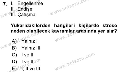 İş Yaşaminda Risk Etmenleri Ve Yönetimsel Faktörler Dersi 2021 - 2022 Yılı (Final) Dönem Sonu Sınavı 7. Soru