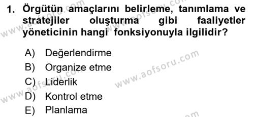 İş Yaşaminda Risk Etmenleri Ve Yönetimsel Faktörler Dersi 2021 - 2022 Yılı Yaz Okulu Sınavı 1. Soru