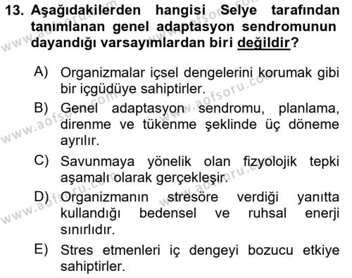 İş Yaşaminda Risk Etmenleri Ve Yönetimsel Faktörler Dersi 2021 - 2022 Yılı Yaz Okulu Sınavı 13. Soru