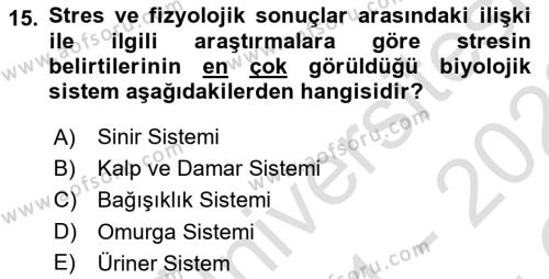 İş Yaşaminda Risk Etmenleri Ve Yönetimsel Faktörler Dersi 2021 - 2022 Yılı Yaz Okulu Sınavı 15. Soru