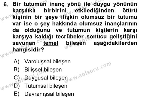 İş Yaşaminda Risk Etmenleri Ve Yönetimsel Faktörler Dersi 2021 - 2022 Yılı Yaz Okulu Sınavı 6. Soru