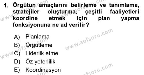 İş Yaşaminda Risk Etmenleri Ve Yönetimsel Faktörler Dersi 2022 - 2023 Yılı (Vize) Ara Sınavı 1. Soru