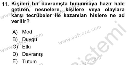 İş Yaşaminda Risk Etmenleri Ve Yönetimsel Faktörler Dersi 2022 - 2023 Yılı (Vize) Ara Sınavı 11. Soru