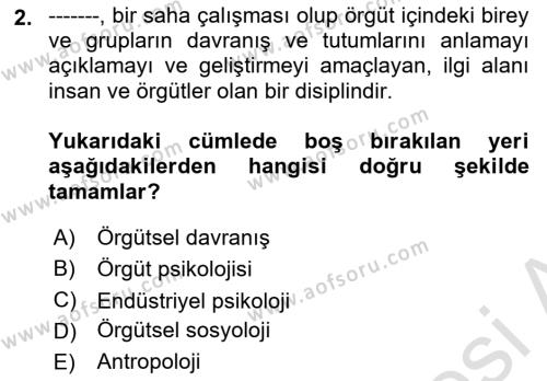 İş Yaşaminda Risk Etmenleri Ve Yönetimsel Faktörler Dersi 2022 - 2023 Yılı (Vize) Ara Sınavı 2. Soru