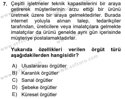 İş Yaşaminda Risk Etmenleri Ve Yönetimsel Faktörler Dersi 2022 - 2023 Yılı (Vize) Ara Sınavı 7. Soru