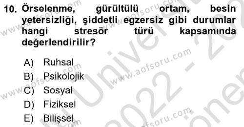 İş Yaşaminda Risk Etmenleri Ve Yönetimsel Faktörler Dersi 2022 - 2023 Yılı (Final) Dönem Sonu Sınavı 10. Soru