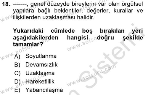 İş Yaşaminda Risk Etmenleri Ve Yönetimsel Faktörler Dersi 2022 - 2023 Yılı (Final) Dönem Sonu Sınavı 18. Soru