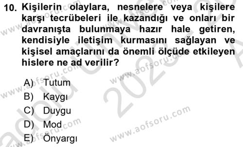 İş Yaşaminda Risk Etmenleri Ve Yönetimsel Faktörler Dersi 2023 - 2024 Yılı (Vize) Ara Sınavı 10. Soru