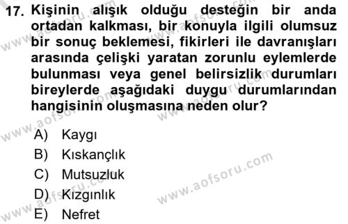 İş Yaşaminda Risk Etmenleri Ve Yönetimsel Faktörler Dersi 2023 - 2024 Yılı (Vize) Ara Sınavı 17. Soru