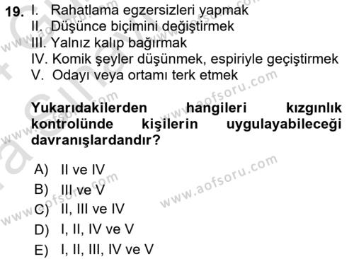 İş Yaşaminda Risk Etmenleri Ve Yönetimsel Faktörler Dersi 2023 - 2024 Yılı (Vize) Ara Sınavı 19. Soru