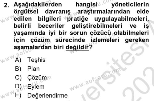 İş Yaşaminda Risk Etmenleri Ve Yönetimsel Faktörler Dersi 2023 - 2024 Yılı (Vize) Ara Sınavı 2. Soru