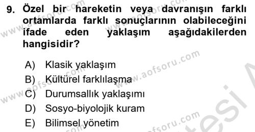 İş Yaşaminda Risk Etmenleri Ve Yönetimsel Faktörler Dersi 2023 - 2024 Yılı (Vize) Ara Sınavı 9. Soru